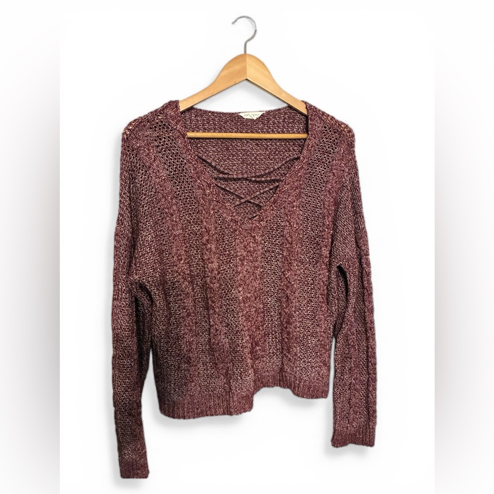Aeropostale Women's Burgundy V-Neck Sweater